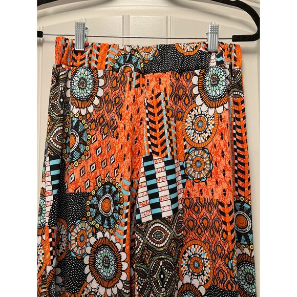 Zahara Women’s Wide Leg Summer Boho‎ Pull On Pants Size M Orange Multicolor - Picture 2 of 4